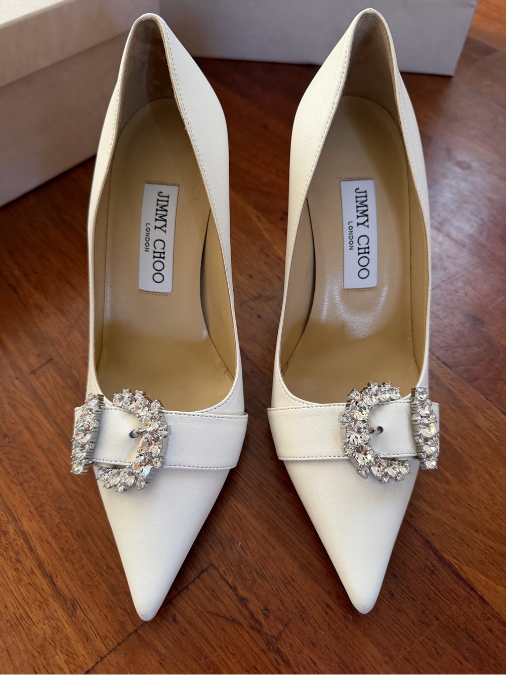 Jimmy Choo Ivory Leather Pumps- Cheri 85 size 37